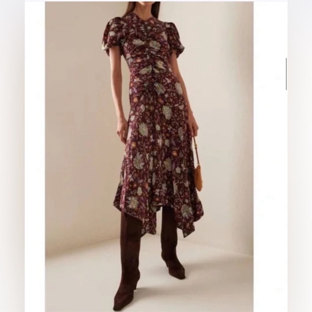 ULLA JOHNSON heleen midi dress heliotrope red Sz 8